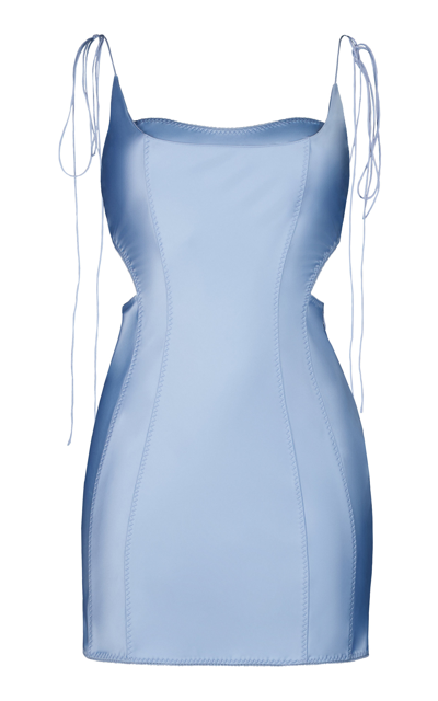Anna October Vivienne Cutout Satin Panel Mini Dress In Blue
