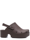 Xocoi Logo-embossed Slingback Platform Clogs In Brown