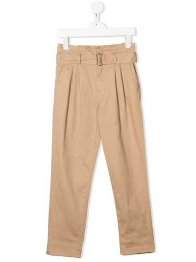 Ralph Lauren Kids' Paperbag Pleated Trousers In Brown