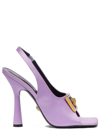 Versace 110mm Satin Slingback Sandals In Purple