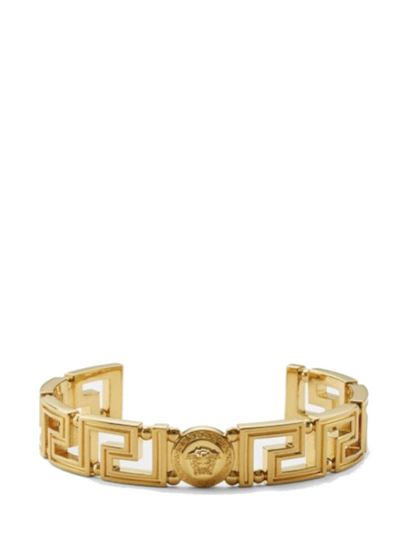 Versace Squared Greca Rigid Gold Colored Metal Bracelet Woman