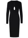 TOM FORD BLACK STRETCH JERSEY MIDI DRESS WITH CUT-OUT