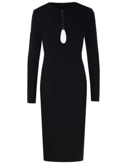 Tom Ford Black Stretch Jersey Midi Dress With Cut-out In Nero