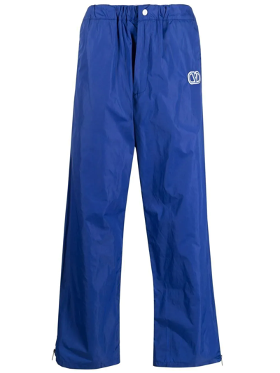 Valentino Side-stripe Technical Trousers In Blue