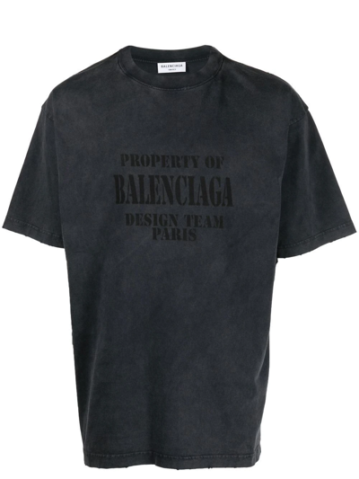 Balenciaga Logo-print T-shirt In Grey
