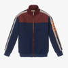 GUCCI BOYS BLUE & RED GG ZIP-UP TOP
