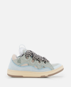 Lanvin Light Blue Leather Curb Sneakers In Azure