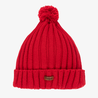 Foque Kids' Red Knitted Pom-pom Hat