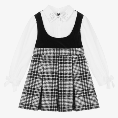 Lapin House Kids' Girls Black & White Check Dress