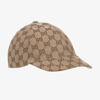 Gucci Beige Gg Logo Canvas Cap In Beige