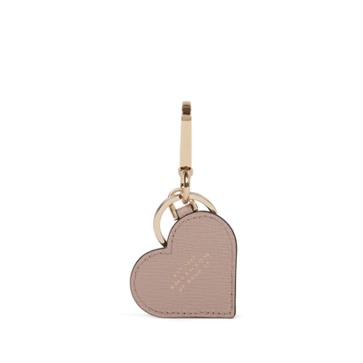 Smythson Heart Keyring In Panama In Taupe