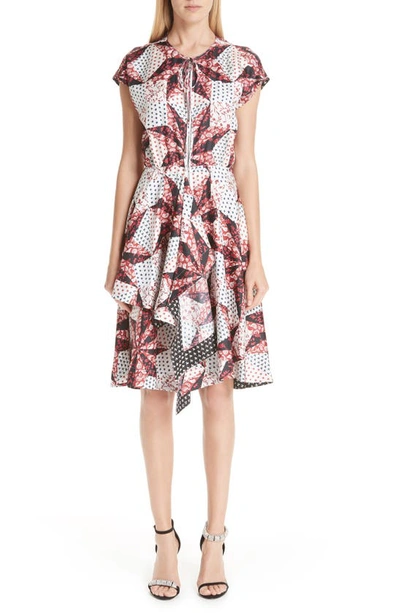 Calvin Klein 205w39nyc Patchwork Print Silk Dress In Blue Red Black White |  ModeSens