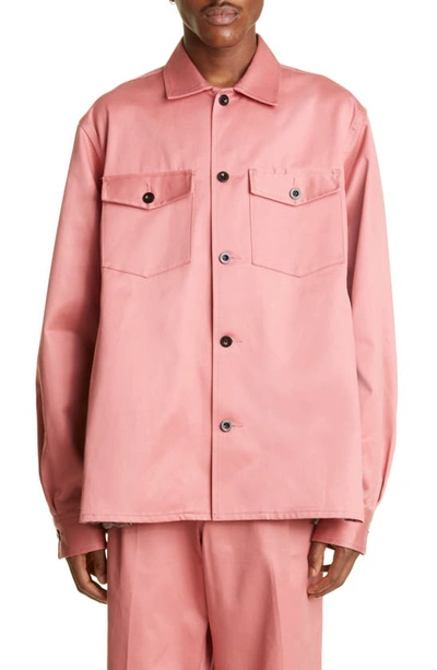 Sacai Oversize Cotton Chino Button-up Shirt In Pink