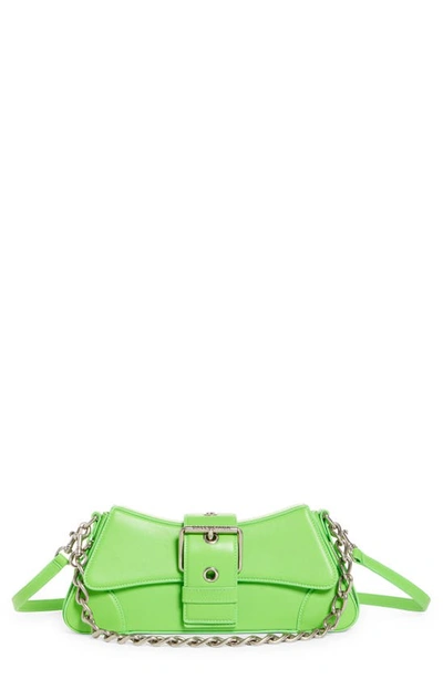 Balenciaga Lindsay Small Buckled Leather Shoulder Bag In 애시드 그린