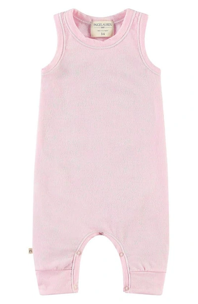 Paigelauren Babies' French Terry Sleeveless Romper In Pink