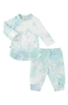 Paigelauren Tie Dye Long Sleeve Shirt & Pants Set In Blue-green Tie Dye