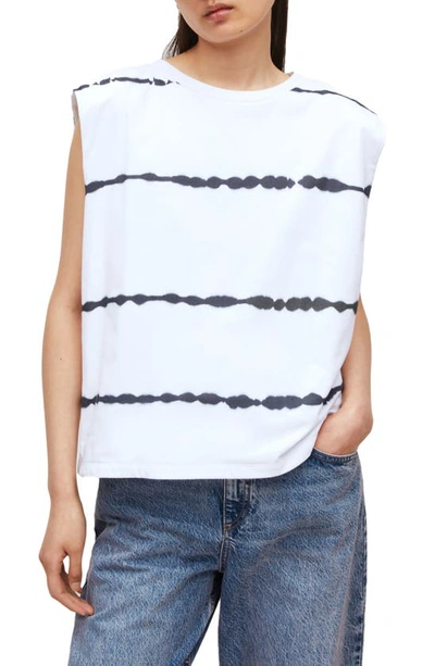 Allsaints Mika Tie Dye Stripe Tank In Chalk White