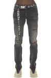 CULT OF INDIVIDUALITY ROCKER BELTED SLIM STRAIGHT LEG JEANS