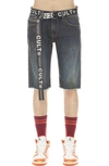 Cult Of Individuality Rocker Belted Slim Fit Stretch Denim Shorts In Tidal