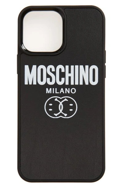 Moschino Iphone 13 Pro Max Case In Fantasy Print Black
