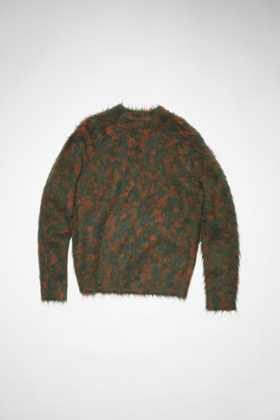 Acne Studios Mohair Crew-neck Jumper In Forest Green,orange