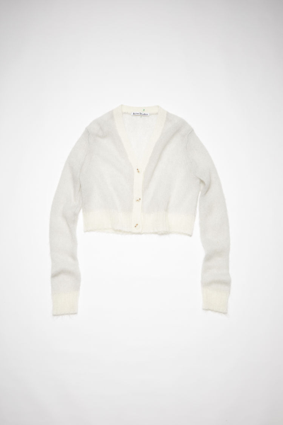 Acne Studios Cropped Mohair-blend Cardigan In Pale Grey