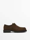 MASSIMO DUTTI SPLIT SUEDE SHOES WITH A MOC TOE