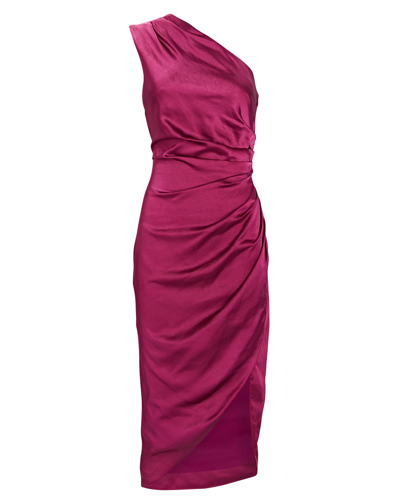 Elliatt Cassini One-shoulder Satin Dress In Berry