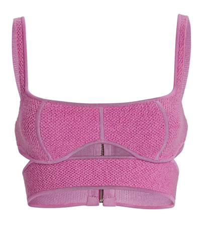 Herve Leger Cutout Mohair Double Knit Bra Top In Pink