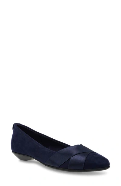 Anne Klein Oalise Pointed Toe Flat In Dark Navy/ Dark Navy Fabric