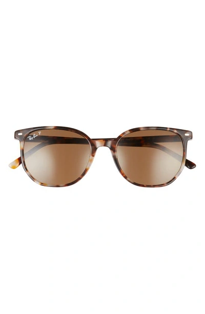 Ray Ban 54mm Polarized Square Sunglasses In Shiny Black/ Green