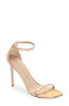 Stuart Weitzman Nudistcurve Ankle Strap Sandal In Rose Gold