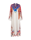 ETRO LONG TUNIC DRESS IN WHITE SILK WITH MULTICOLOR PRINT