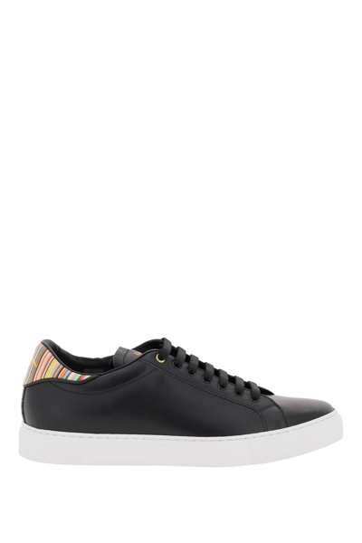 Paul Smith Beck Artist Stripe Leather Trainers In Black