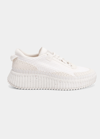 Chloé Nama Embroidered Suede And Recycled Mesh Sneakers In White
