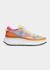Chloé Nama Embroidered Suede And Recycled-mesh Sneakers In Pop Orange