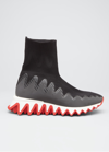 Christian Louboutin Sharky Pull-on Sock Sneakers In Black