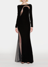 Tom Ford Velvet Boat-neck Cutout Gown In Black