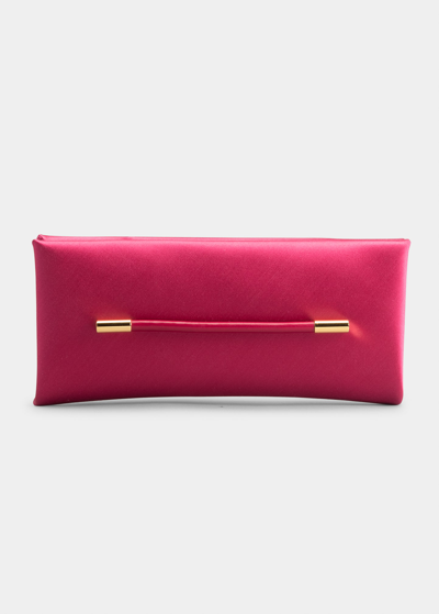 Tom Ford Ava Satin Clutch Bag In Crimson Pink