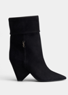 Saint Laurent Suede Niki Ankle Boots 85 In Black