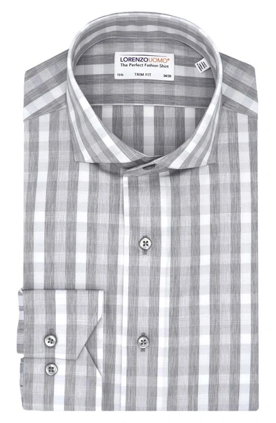 Lorenzo Uomo Trim Fit Heathered Gingham Dress Shirt In Dove Grey
