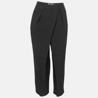 Pre-owned Chloé Black Textured Crepe Pleated Trousers L