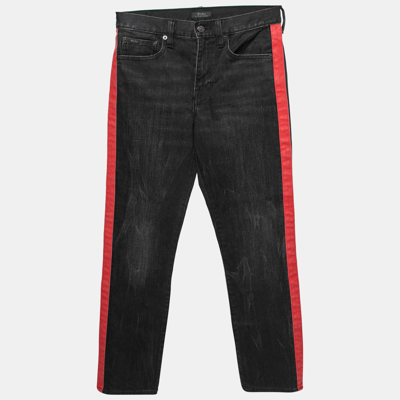 Pre-owned Polo Ralph Lauren Black And Red Side Stripe Denim Jeans S