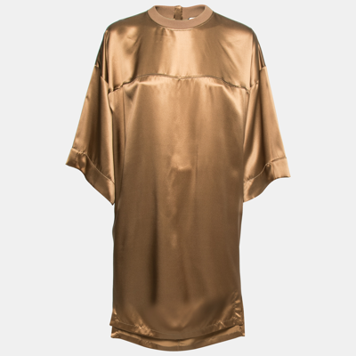 Pre-owned Givenchy Brown Satin Silk Crewneck Oversized Tunic M
