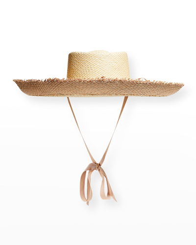 Sensi Studio Upturn Seashells Straw Beach Hat In Beige Taupe