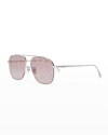 Fendi Ff Logo Metal Aviator Sunglasses In 16u Shiny Palla