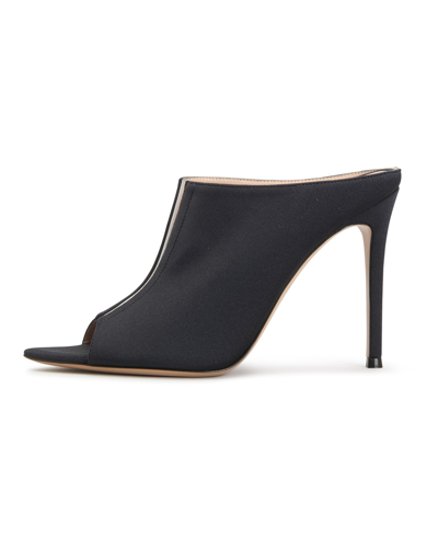 Gianvito Rossi Clear Stripe Stiletto Mule Sandals In Black Trasp