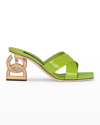 Dolce & Gabbana Polished Calfskin Mules With 3.5 Heel In Green