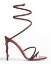 René Caovilla Snake-wrap Strass Stiletto Sandals In Bordeaux Burgundy