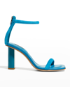 Natori Glow Suede Ankle-cuff Sandals In Peacock